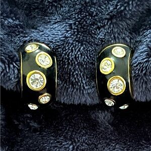 Vintage Christian Dior enamel and rhinestone clip-on earrings
